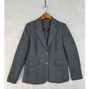 Chadwicks Blazer Womens Size 12 Gray Wool Blend Pockets Office Interview Classic